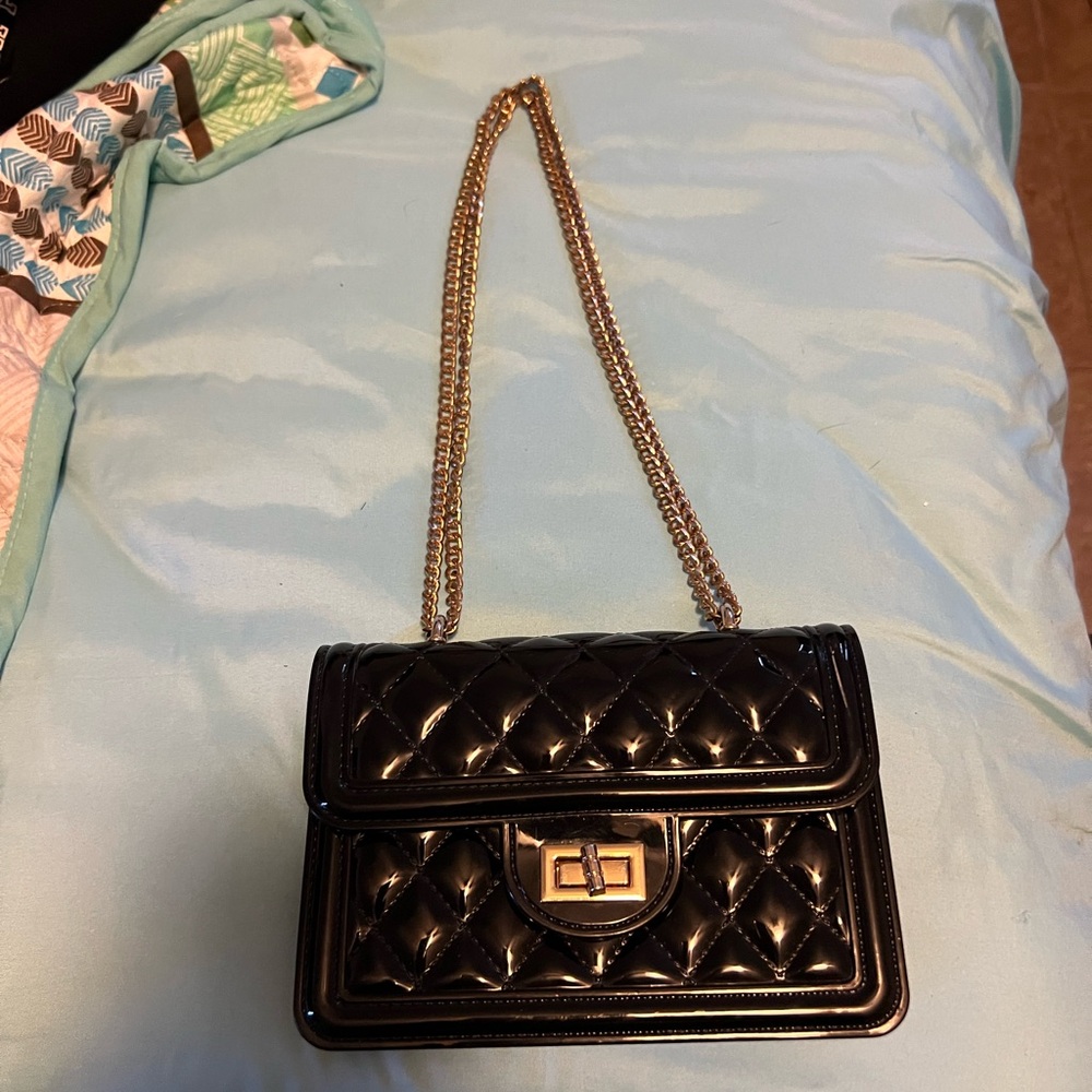Black Quilted Chain Shoulder Bag